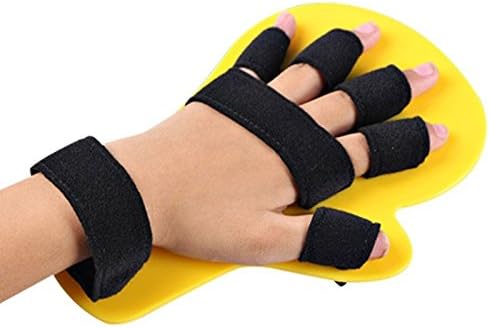 Child Finger Separator Kids Hand Wrist Orthosis Splint for Finger Flex Spasm Extension Board Rehabilitation Exercise for Boys or Girls with Polio (Pink: 1-4 Years Old, Yellow: 5-10 Years Old)