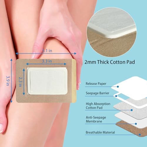 16Pcs Castor Oil Pack Wrap, Disposable Castor Oil Patches Packs with Anti Leakage Cotton Pad for Belly/Feet/Knee (Oils Not Included), 5.1" x 3.9"