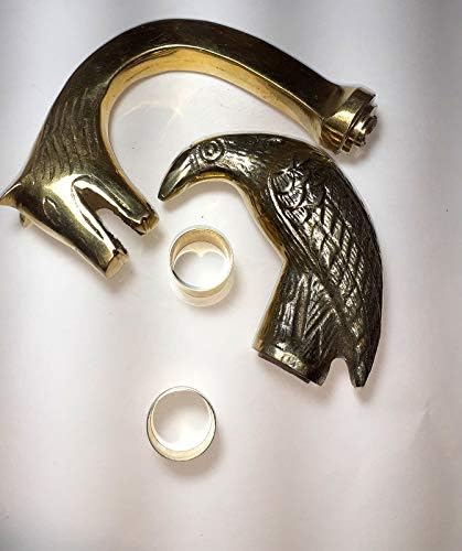 2 Wolf Head Brass Handle Walking Stick Design Vintage Walking Stick in Chrome Finish
