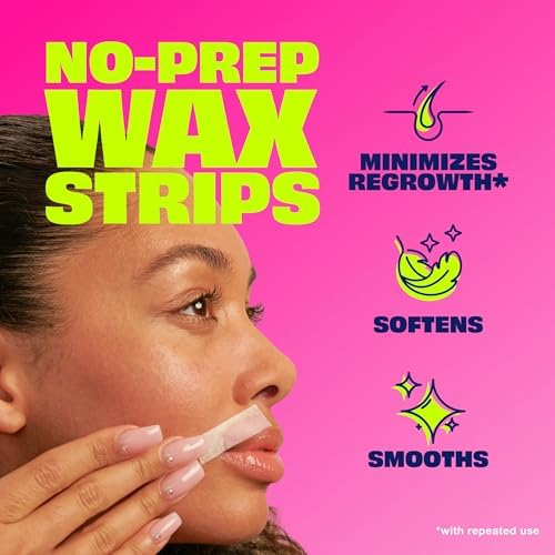 Nair Hair Remover Wax Ready Strips, Face and Bikini Hair Removal Wax Strips, Orchid and Cherry Blossom Extracts, Dermatologist Tested, Plus 4 Post Wipes, 40 Count