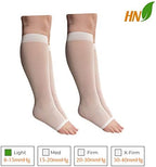 HealthyNees 2 Pair 8-15 mmHg Sheer Compression Leg Calf Shin Thin Open Toe Socks