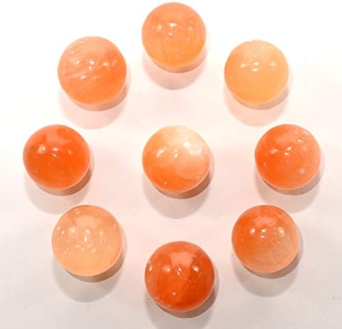 HQRP 40mm Natural Orange Selenite Sphere Polished Sparkling Gemstone Crystal Decor Mineral Ball from Morocco + Stand (1PC)