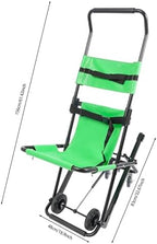 Portable Folding Stair Chair, 350lbs Capacity Emergency Evacuation Wheelchair, Track Design, Adjustable Headrest & Belts, No Assembly, Aluminum Alloy for Fire Ambulance Hospital Home (Green)