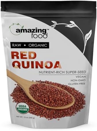 Amazing Food Red Quinoa | 12 Oz | USDA Certified Organic | Vegan | Gluten Free | Non-GMO | Made in USA
