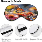 Bloom Flower and Butterfly Sleeping Mask for Men Women,Sleep Masks with Adjustable Elastic Strap for Travel,Blackout Eye Mask for Pressure-Free & Sleeping Light Blocking