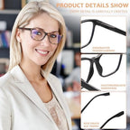 Progressive Multifocus Reading Glasses for Men Women Blue Light Blocking Square Computer Readers with Spring Hinges