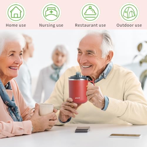 Dysphagia Regulating Drinking Cup for Swallowing Difficulty Adults with 5cc 10cc 15cc Sip Options, Limited Slow Flow Cup for Choke Prevention (Red)