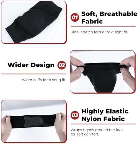 2 Pairs Heel Protector Gel Socks, Achilles Tendon Padded Skate Sleeve with Silicone Pads for Figure Skating, Roller, Hockey, Boots, Shoes, Brace, Heel Protection Cushion, Black, Heel