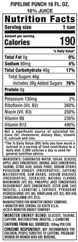Monster Energy Juice Pipeline Punch, Energy Drink, 16 Ounce | Energy + Juice, Pack of 15