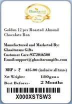 Ghasitaram Gifts Valentines Gift Valentines Day Chocolates for Girlfriend/Boyfriend/Husband and Wife Valentines Special Chocolate Valentines Gifts - Golden 12 pcs Roasted Almond Chocolate Box