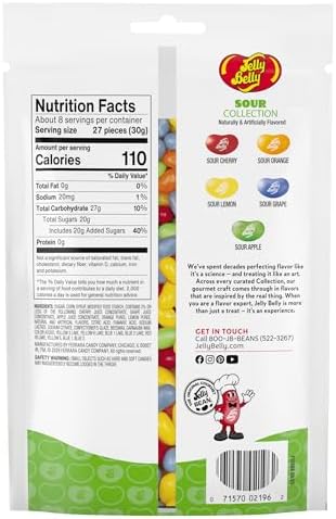 Jelly Belly Sour Jelly Bean Collection - 8 oz Pouch Bag - Genuine, Official, Straight from the Source