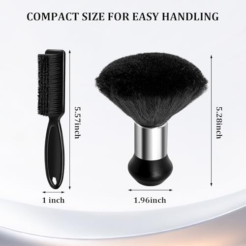 Barber Brush and Neck Duster Set - 2 Piece Professional Barber Brush Neck Duster for Hair Cutting, Cleaning, Hair Stylist Tools and Salon Supplies