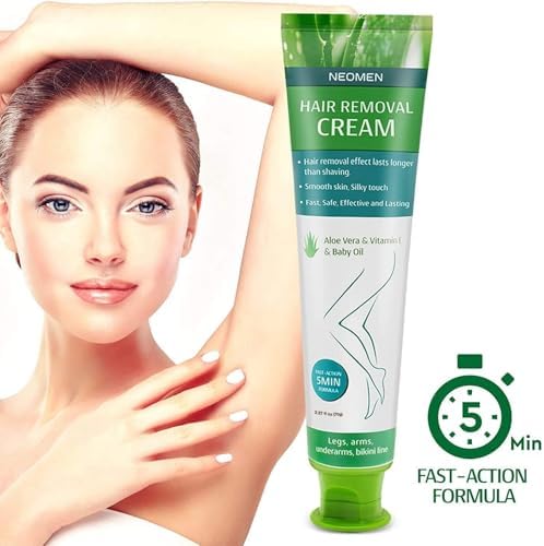Hair Removal Cream for Men & Women: Painless Depilatory for Sensitive Skin & Intimate Areas, Moisturizing with Aloe Vera & Vitamin E, Safe for Face, Underarms, Bikini, Arms (2.37 Fl Oz (Pack of 1))