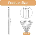 20 Pcs Ear Spoon Metal Ear Cleaner Portable Metal Ear Spoon Stainless Steel Ear Pick Earwax Curette Ear Cleaner Tool for Adult
