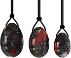 Drilled Yoni Egg Set Natural Rose Quartz Jade Eggs for Kegel Exercise Exercise Crystal Ball,Blooded Stone