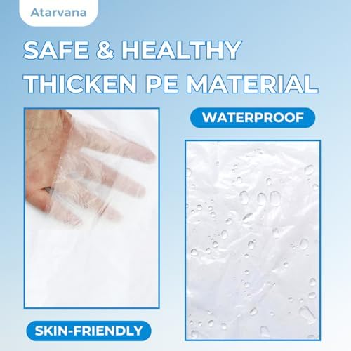 Atarvana 50pcs Disposable Plastic Sheeting for Body Wrap Top Open 83''×47'' Plastic Sheeting for Film Bathtub Bag, Home Bathtub, SPA, Beauty Salon- Soft & Tear-Resistant