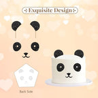 Panda Bear Cake Topper, Panda Birthday Cake Decor, Black Glitter Cute Panda Ears Cake Topper for Baby Shower, Zoo Animal Party Decoration