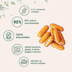 Turmeric Curcumin Supplement with Black Pepper & Ginger 3,000mg, 300 Softgels with MCT Oil for Better Absorption | 95% Curcuminoids | Non-GMO