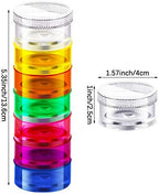 Sieral 2 Set 7 Days Stackable Pill Organizers 7 Compartments Round Pill Boxes Tower Weekly Vitamin Individual Storage Containers Travel Cases with Lids for Medications, Vitamins and Supplements