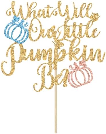 What Will Our Little Pumpkin Be Cake Topper, Pumpkin Gender Reveal Cake Decorations, Boy or Girl, Fall Thanksgiving Baby Shower Gender Reveal Party Decorations