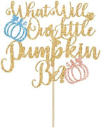What Will Our Little Pumpkin Be Cake Topper, Pumpkin Gender Reveal Cake Decorations, Boy or Girl, Fall Thanksgiving Baby Shower Gender Reveal Party Decorations