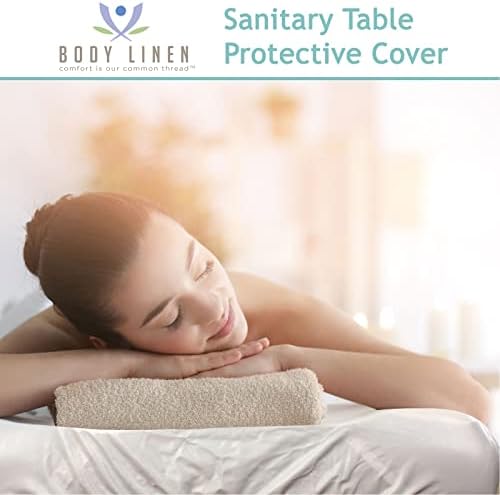 Body Linen Massage Table Cover - Reusable Barrier with Wipe Clean Surface. Waterproof PUL Material, Machine Washable. Protects Massage Table, Warmer and Pad - 1 Pack - Natural