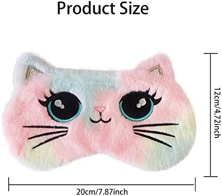 Cute Animal Sleeping Mask Soft Plush Blindfold Cute Rabbit Panda Koala Eye Cover Eyeshade for Kids Teens Girls Women (Big Eyes Cat)