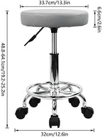 KKTONER PU Leather Round Rolling Stool with Foot Rest Swivel Height Adjustment Spa Drafting Salon Tattoo Work Office Massage Stools Task Chair (Grey)