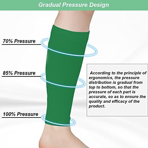 Calf Compression Sleeves for Men & Women (20-30mmhg) - Leg Compression Sleeve for Running, Cycling, Shin Splints Support, Relieve Legs Pain, Travel (One Pair)(Green,Large)