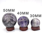 30/40/50mm Natural Amethyst Quartz Stone Sphere Crystal Ball Healing Gemstone Home Decoration Globe (Size : Diameter 30mm)