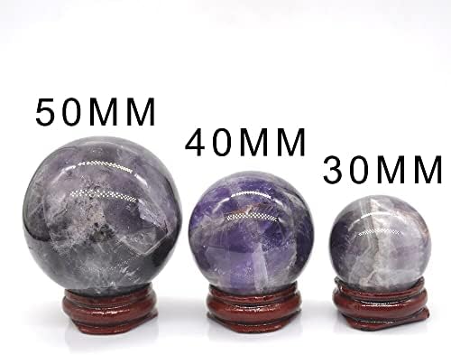 30/40/50mm Natural Amethyst Quartz Stone Sphere Crystal Ball Healing Gemstone Home Decoration Globe (Size : Diameter 30mm)