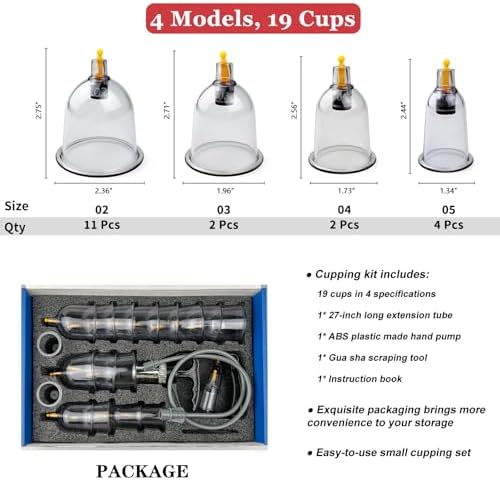 DEFUNX Cupping Set, 19 Cups Cupping Kit for Massage Therapy, Cupping Therapy Set with Pump for Back Massage, Pain Relief, Physical Therapy