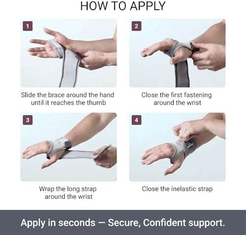 PUSH Care Wrist Brace - Provides Adjustable Wrist Compression, Thumb Loop for Position Retention (Left Size 4)