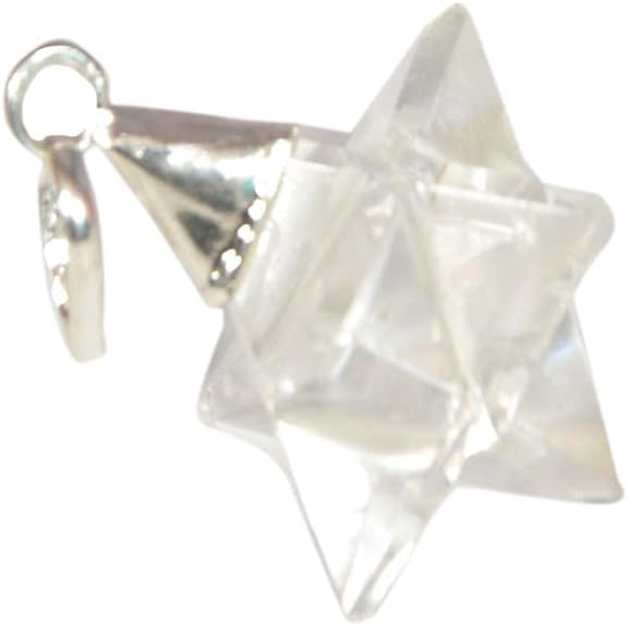 WholesaleGemShop Clear Crystal Quartz 8 Point Star Merkaba Pendant Sacred Geometry Healing Chakra Balancing A+