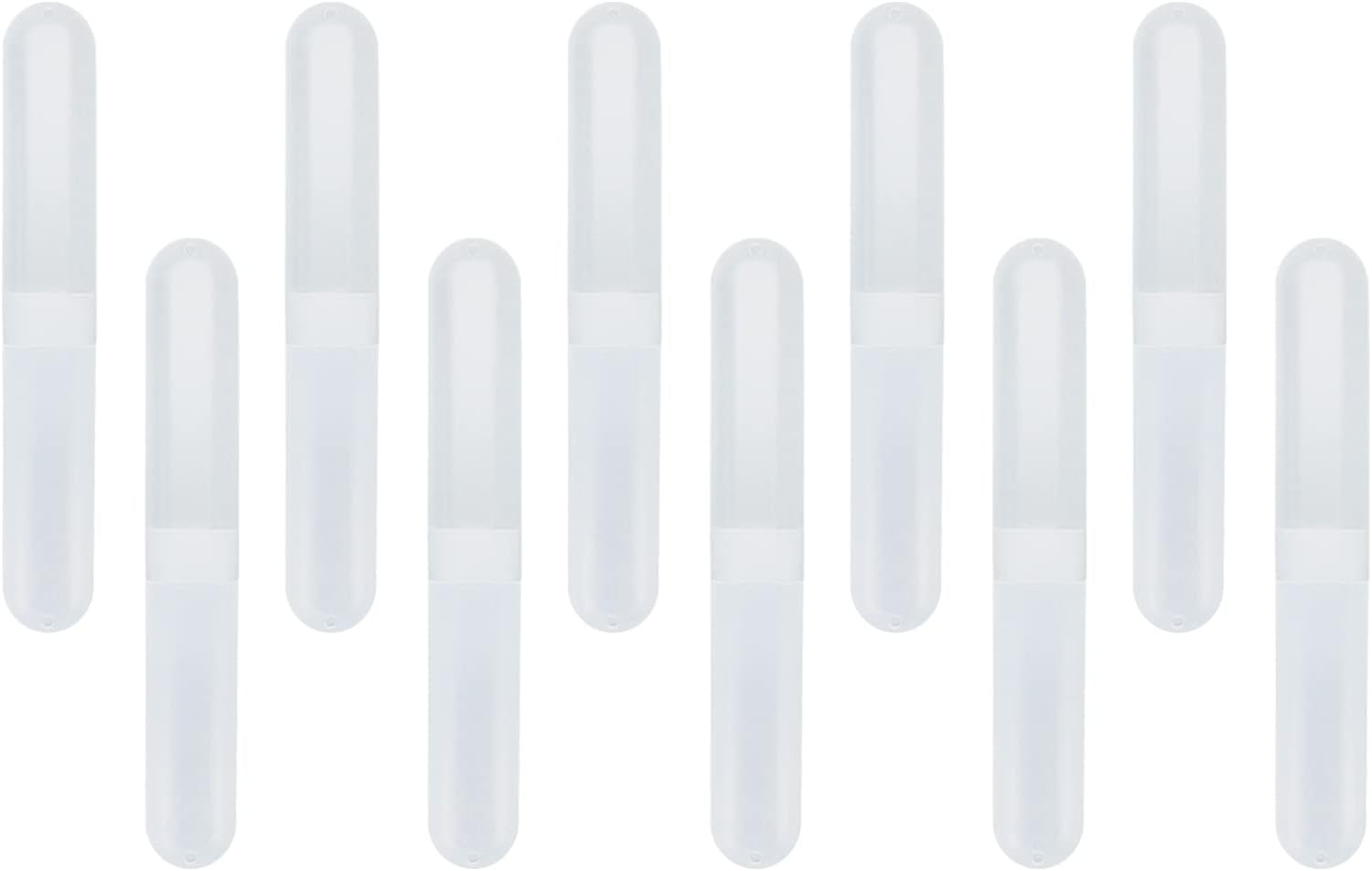 Xiaoyztan 10 Pcs Portable Travel Toothbrush Case Matte Translucent Toothbrush Storage Box Toothbrush Bucket Toothbrush Container (White)