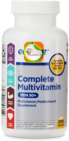 Complete Multivitamin/Multimineral Supplement Tablets, Men 50+, 200 Count + Createandbundle Sticker