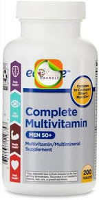 Complete Multivitamin/Multimineral Supplement Tablets, Men 50+, 200 Count + Createandbundle Sticker