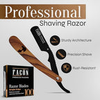 Facón Straight Razors for Men - Professional Barber Straight Edge Razor Kit with 100 Blades, Wooden Stainless Steel Barbero Shaver for a Smooth & Precise Shave, Premium Barber Razor for Men's Shaving