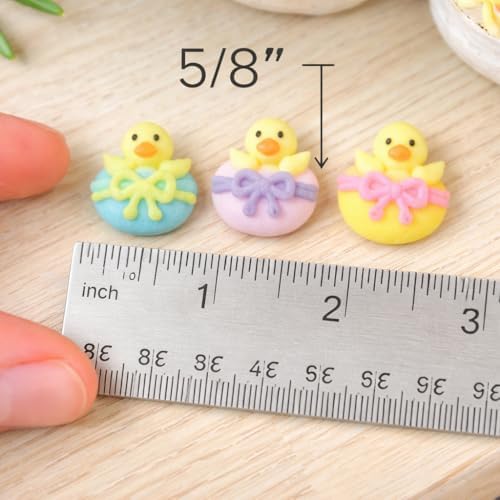 Edible Easter Cupcake Toppers, 12 Count – Chicks in Shell Sugar Charms (5/8") – Royal Icing Cake Decorations for Cupcakes, Cookies & Spring Desserts