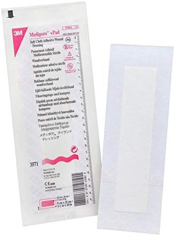3M Medipore +Pad Soft Cloth Adhesive Wound Dressing, 3 1/2" x 10", 25/Bx, 3M3571