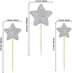 Gyufise 42Pcs Little Star Cupcake Toppers Glitter Twinkle Star Cupcake Picks Wedding Engagement Baby Shower Birthday Party Cake Decorations Supplies Mixed Size Silver