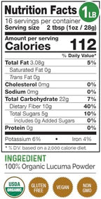 HerbaZest Lucuma Powder Organic – 16oz (454g) – Vegan & USDA Certified – Delicious & Fiber Packed – Tasty Addition to Smoothies, Desserts, Ice Cream & More – Not a Sugar Substitute