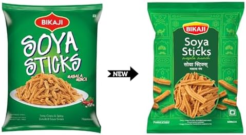 Bikaji Soya Sticks Masala Munch 7.05 oz (200g), Spicy and Crunchy Indian Snack, Tasty and Flavorful, Anytime Munch, Party Mix, Bar Snacks, Ready-to-Eat