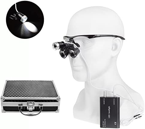 BoNew Portable 2.5X Loupes Optical + 3W Head Lamp Light Black Aluminum alloy box