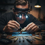 Magnifying Glass for Watch Repair with 2 LED Lights, 8 Interchangeable Lenses 10X-25X Magnification Jewelry and Electronic Repair Tool