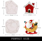 Christmas Silicone Fondant Mold, Santa Claus Chocolate Molds, Sled with Gift, Christmas Tree for Christmas Cake Decoration, Cupcake Toppers, Candy Sugarcraft, Clay Resin