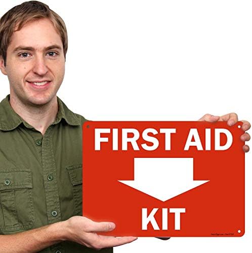 SmartSign - S-1775-PL-14 "First Aid Kit" Sign with Down Arrow | 10" x 14" Plastic