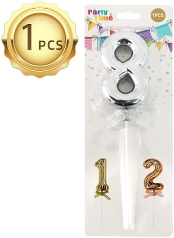 BEISHIDA 3D Number Cake Topper Silver 8 Number Happy Birthday Cake Topper 8th Birthday Cake Toppers for Party Wedding Anniversary Decorations(1Pcs Only)