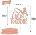 Leo Baddie Cake Topper, Big Leo Energy Cake Décor, 12 Constellation July August Happy Birthday Horoscope Zodiac Themed Birthday Party Decoration Supplies, Rose Gold Glitter