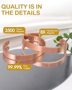 Feraco Copper Magnetic Bracelet for Men Women, 99.99% Pure Copper Cuff Bangle with Effective Neodymium Magnets, Adjustable Jewelry Gifts